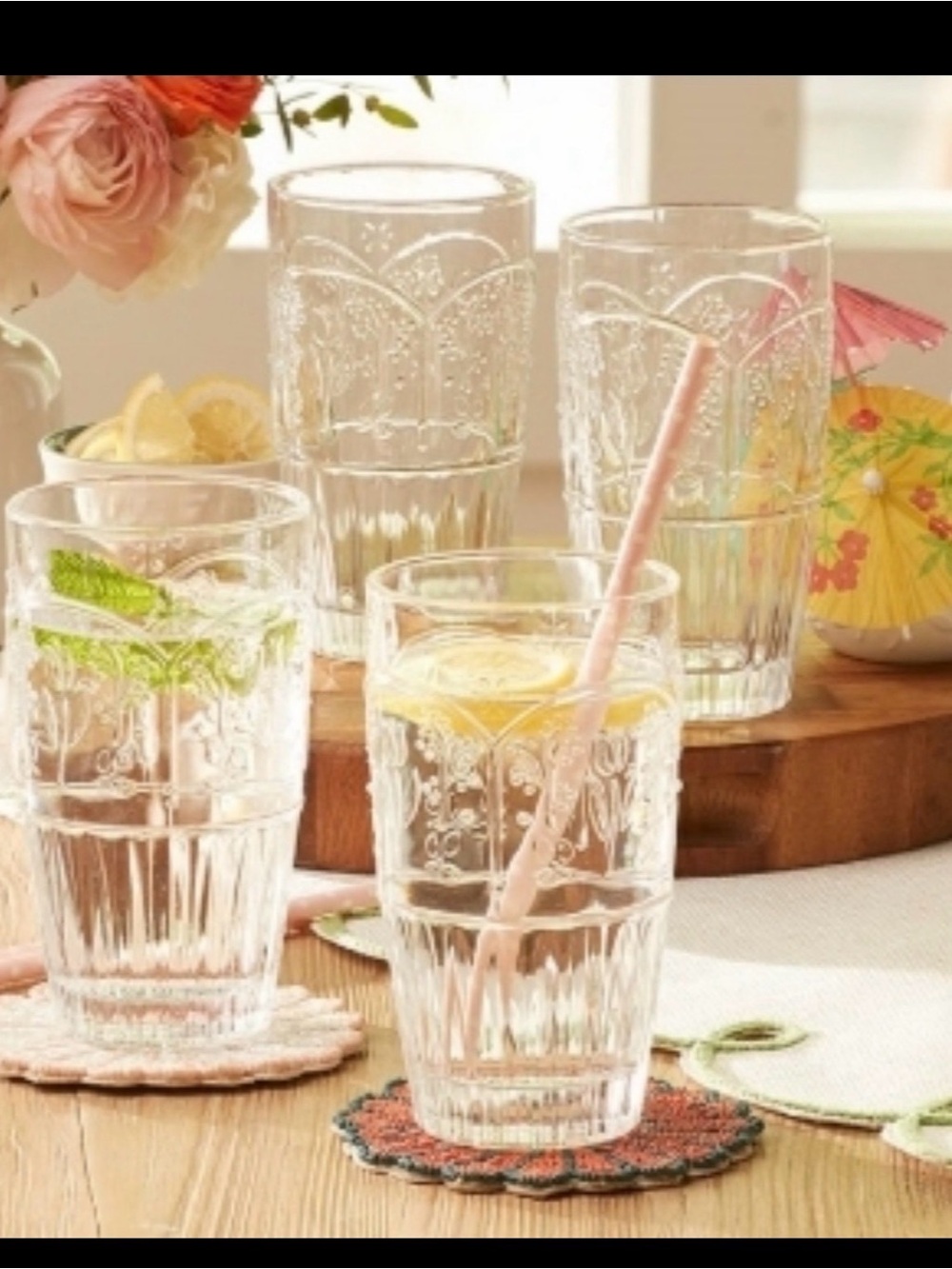 Princess House Wildflower Glasses/ Vasos- Set of 4